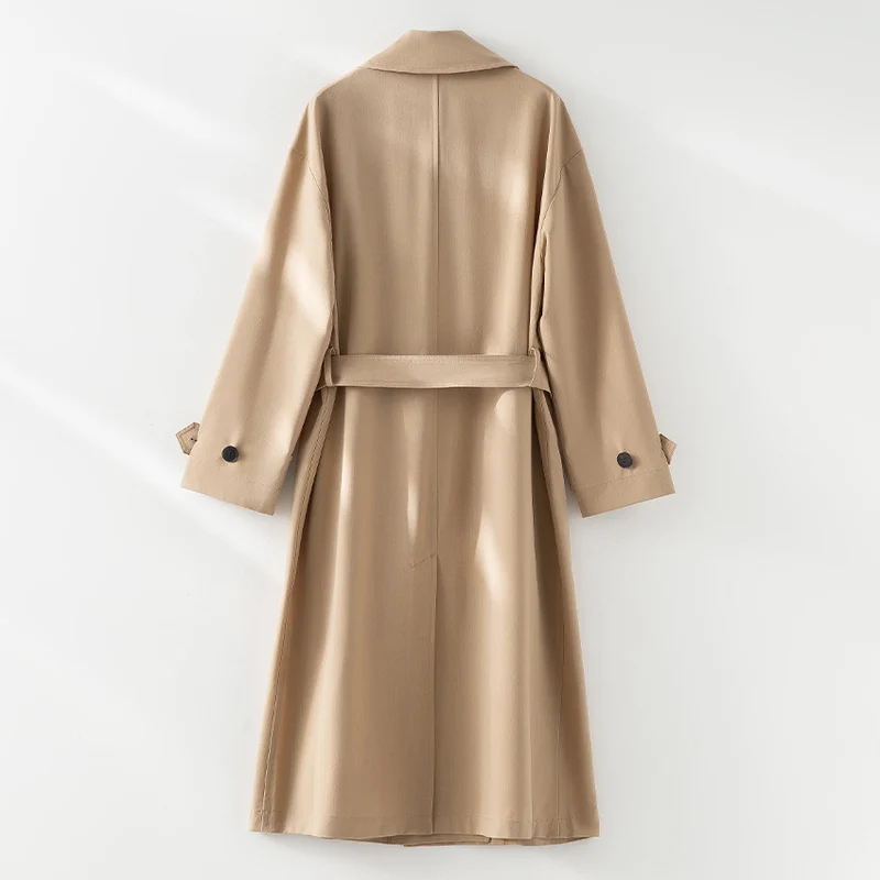 Herren Langer Doppelreihiger Trenchcoat mit Oversize-Schnitt und Reverskragen Nord Taschen
