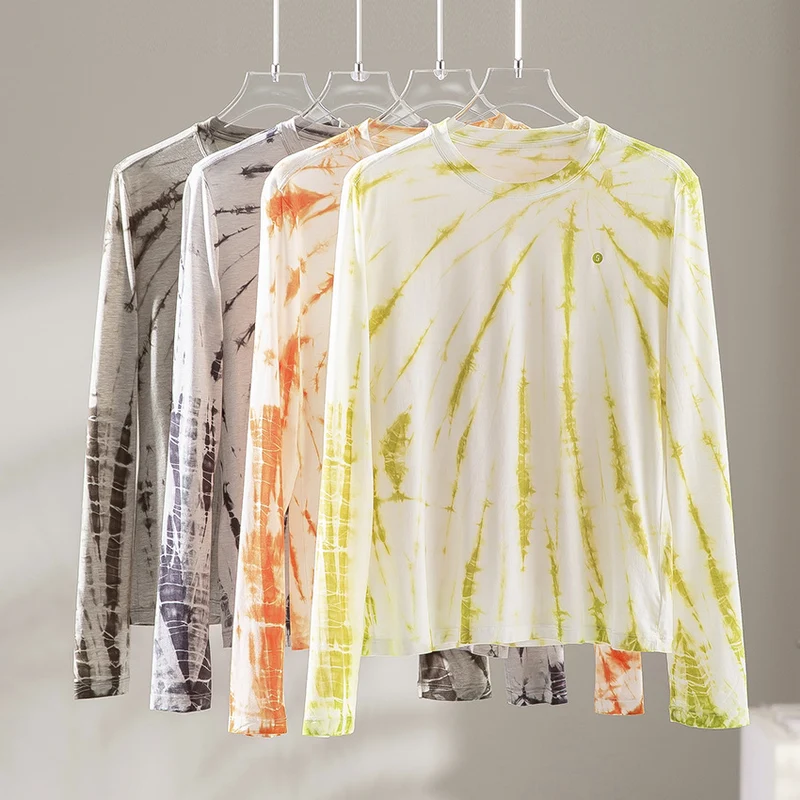 Herren Langärmeliges Batik-Longsleeve mit Slub-Struktur Nord Taschen