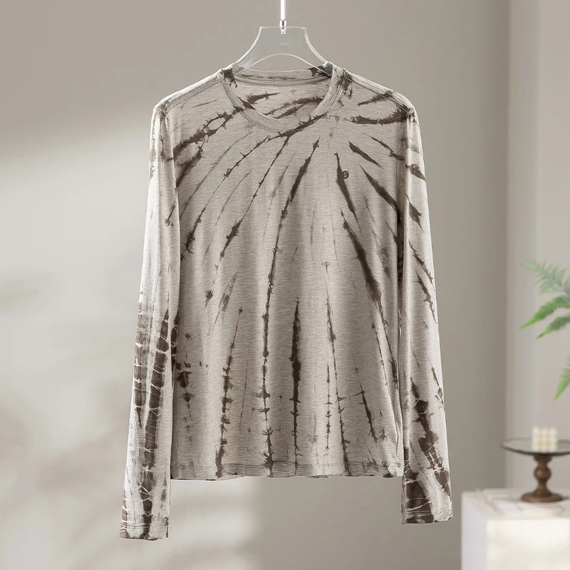 Herren Langärmeliges Batik-Longsleeve mit Slub-Struktur Nord Taschen