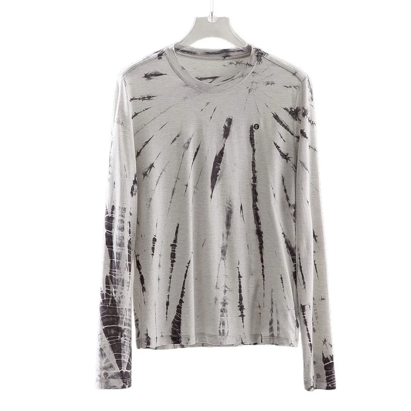 Herren Langärmeliges Batik-Longsleeve mit Slub-Struktur Nord Taschen