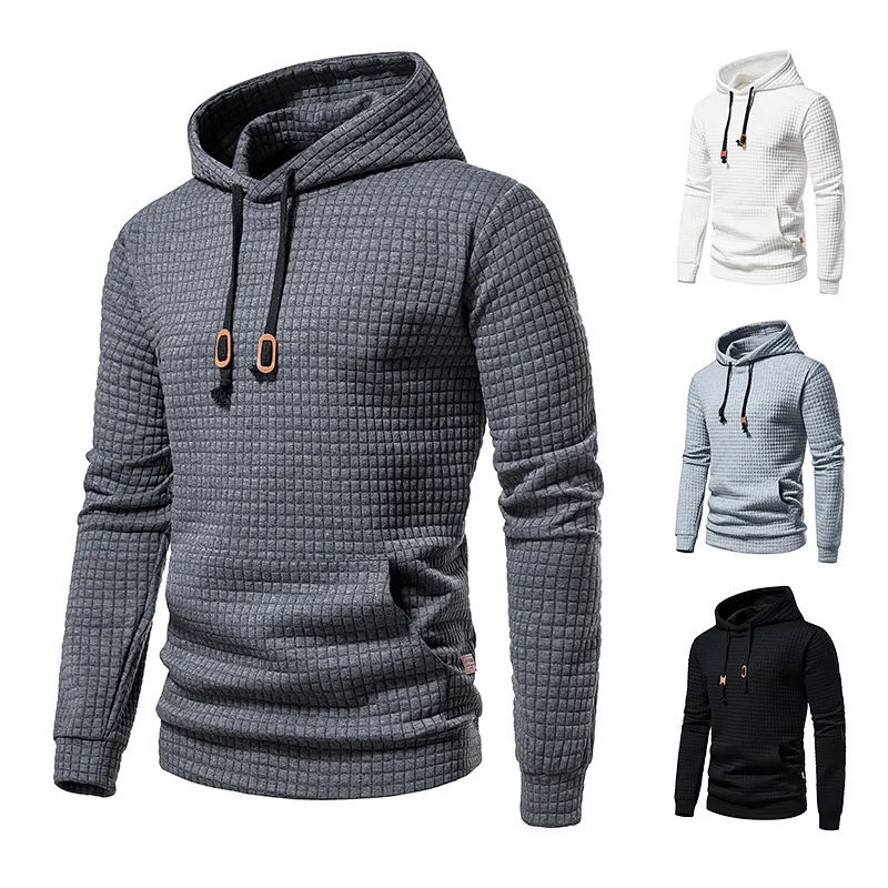 Herren Strukturierter Waffle-Kapuzenpullover mit Kängurutasche und schmaler Passform Nord Taschen