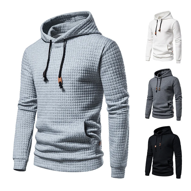 Herren Strukturierter Waffle-Kapuzenpullover mit Kängurutasche und schmaler Passform Nord Taschen