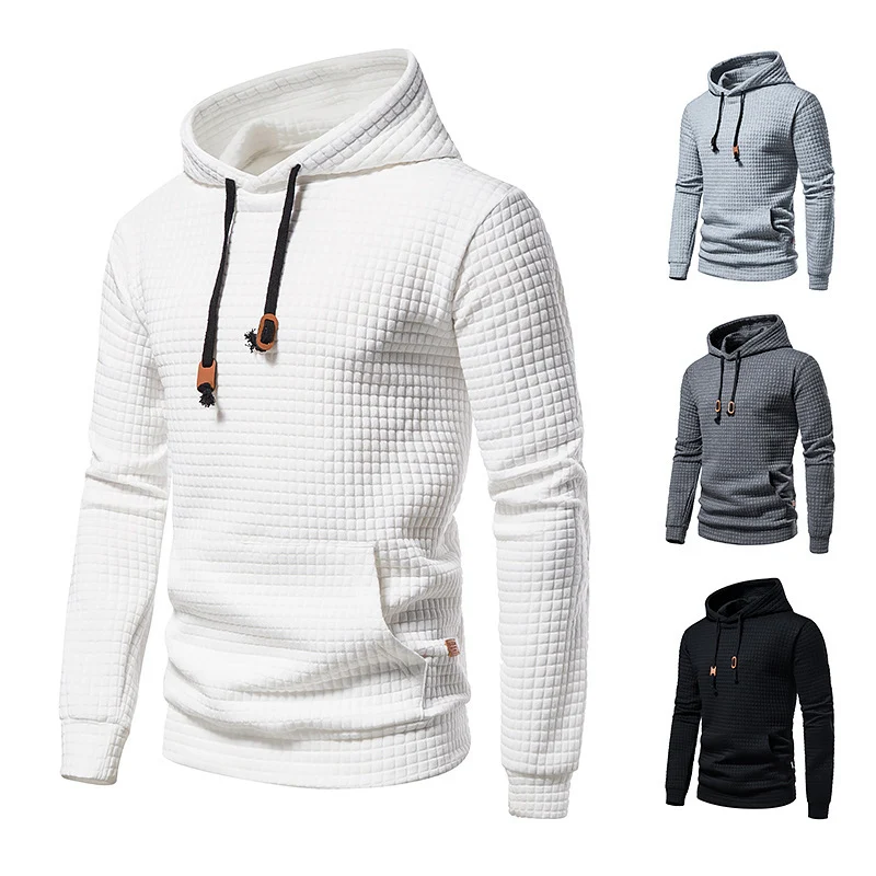 Herren Strukturierter Waffle-Kapuzenpullover mit Kängurutasche und schmaler Passform Nord Taschen