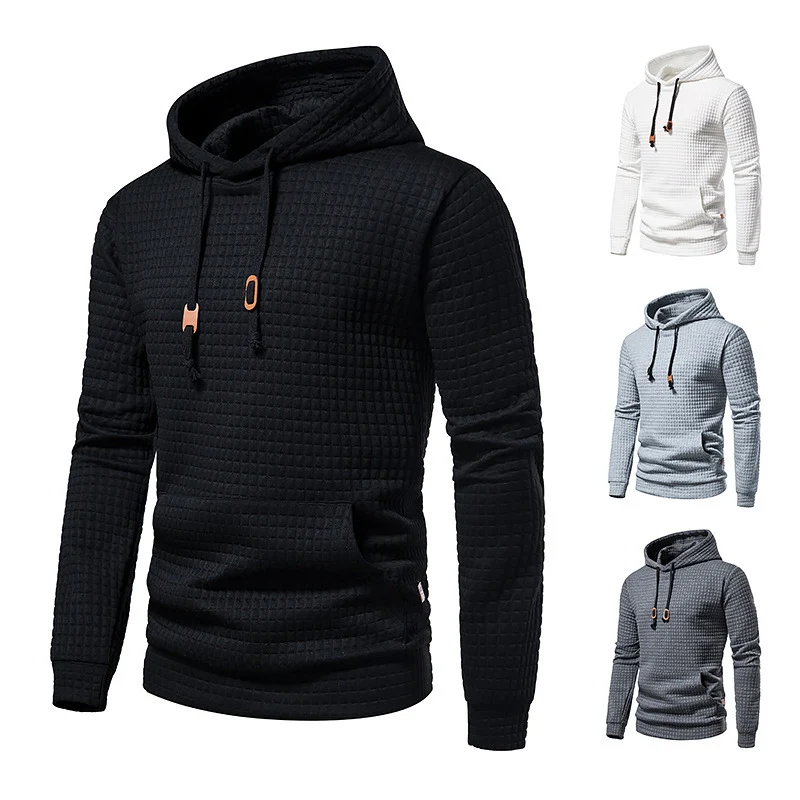 Herren Strukturierter Waffle-Kapuzenpullover mit Kängurutasche und schmaler Passform Nord Taschen