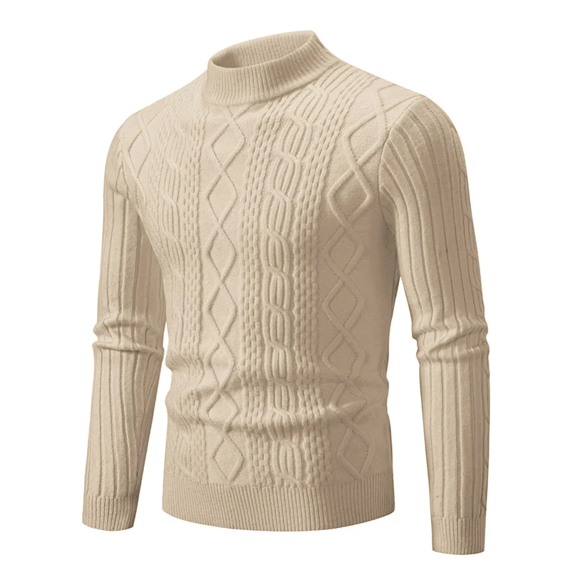 Herren Strukturierter Mockneck-Zopfstrickpullover Nord Taschen