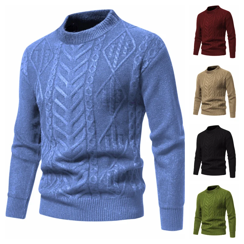 Herren Strukturierter Mockneck-Strickpullover mit Zopf- und Chevron-Muster Nord Taschen