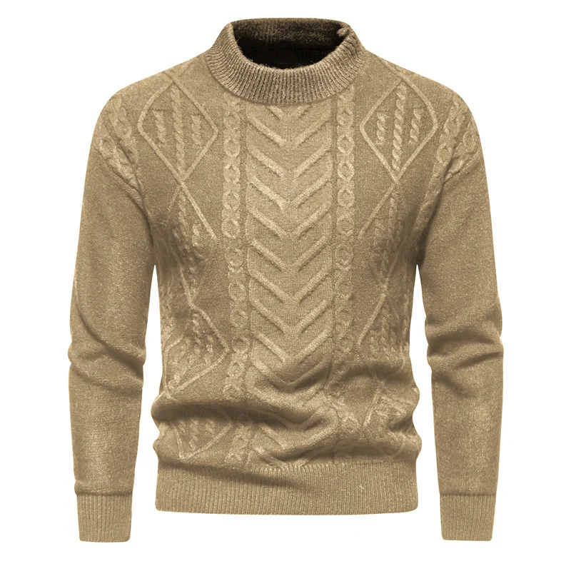 Herren Strukturierter Mockneck-Strickpullover mit Zopf- und Chevron-Muster Nord Taschen
