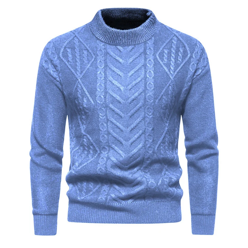 Herren Strukturierter Mockneck-Strickpullover mit Zopf- und Chevron-Muster Nord Taschen