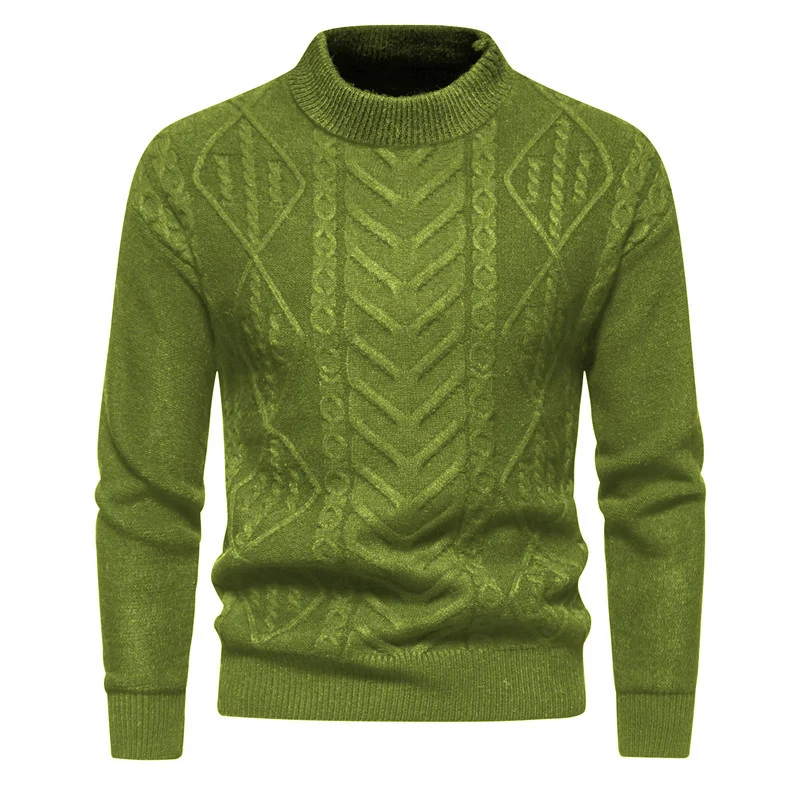 Herren Strukturierter Mockneck-Strickpullover mit Zopf- und Chevron-Muster Nord Taschen