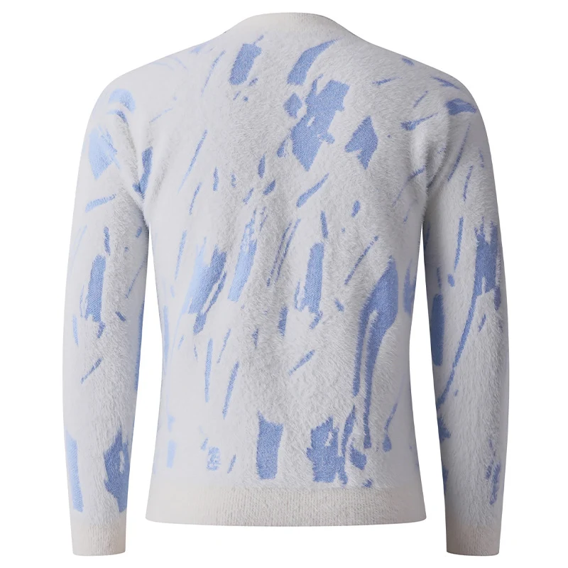 Herren Strukturierter Mockneck-Pullover mit abstraktem Brush-Pattern Nord Taschen