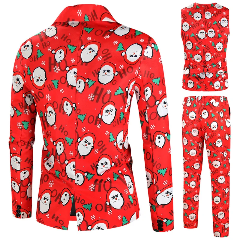 Herren Weihnachtsanzug-Set mit gemustertem Sakko, Weste und Hose Nord Taschen