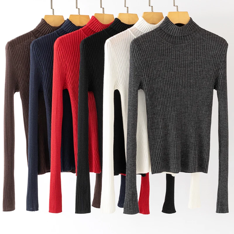 Damen Figurnaher Feiner Rippstrick-Rollkragenpullover mit Stretch-Finish Nord Taschen