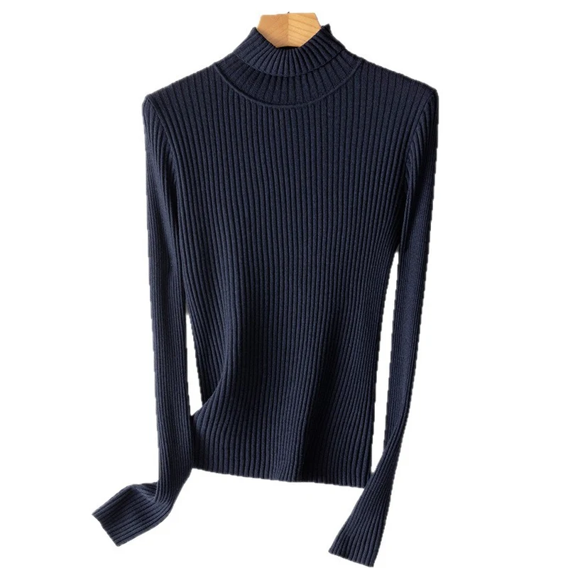 Damen Figurnaher Feiner Rippstrick-Rollkragenpullover mit Stretch-Finish Nord Taschen