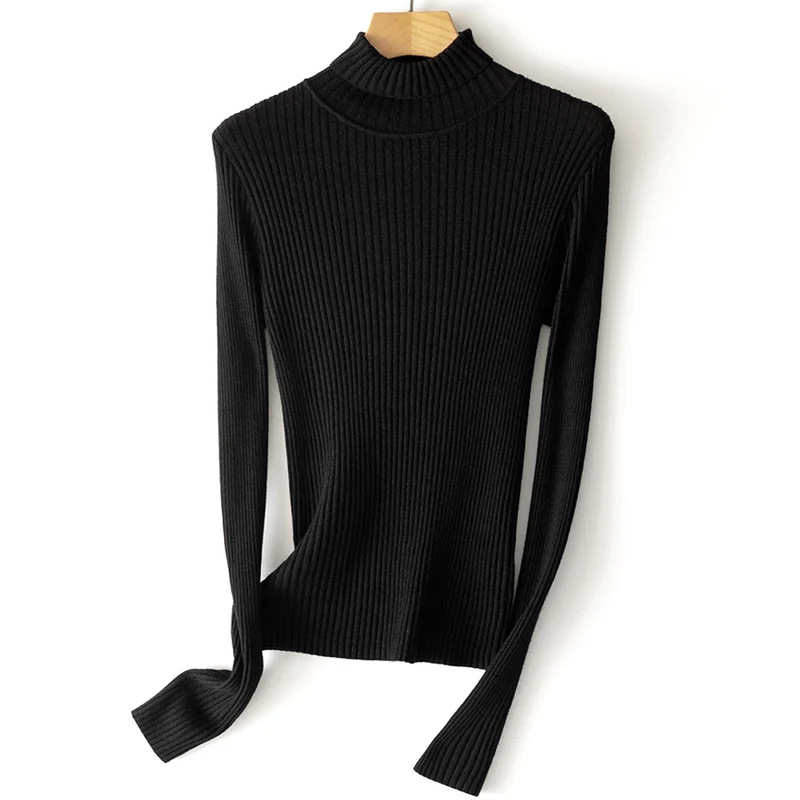 Damen Figurnaher Feiner Rippstrick-Rollkragenpullover mit Stretch-Finish Nord Taschen