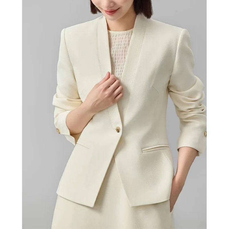 Damen Figurbetonter Ein-Knopf-Blazer mit minimalistischer V-Front und Einschubtaschen Nord Taschen