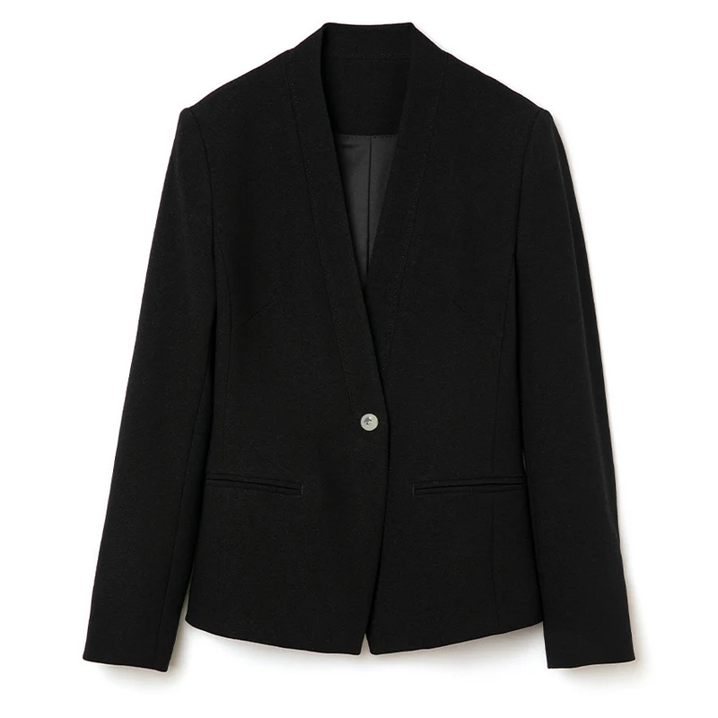 Damen Figurbetonter Ein-Knopf-Blazer mit minimalistischer V-Front und Einschubtaschen Nord Taschen