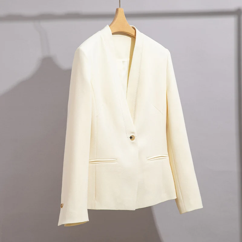 Damen Figurbetonter Ein-Knopf-Blazer mit minimalistischer V-Front und Einschubtaschen Nord Taschen