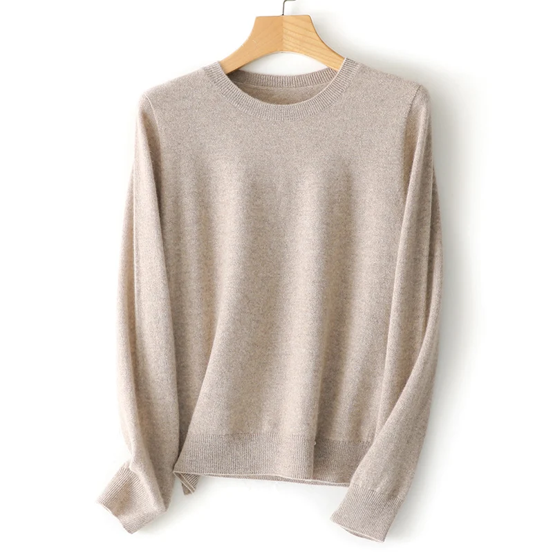 Damen Feinstrick-Rundhalspullover aus Kaschmir-Mix mit leichter Oversize-Passform Nord Taschen