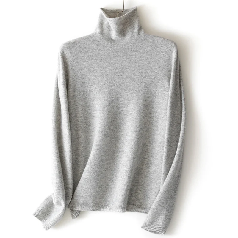 Damen Feinstrick Rollkragenpullover aus Kaschmirmischung leicht oversized Nord Taschen