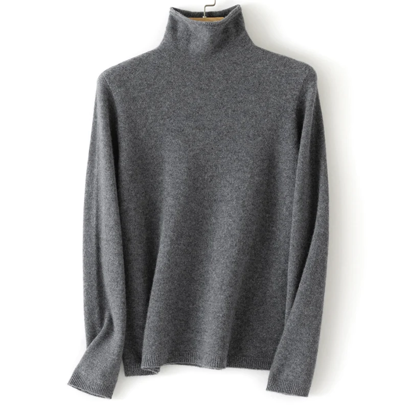 Damen Feinstrick Rollkragenpullover aus Kaschmirmischung leicht oversized Nord Taschen