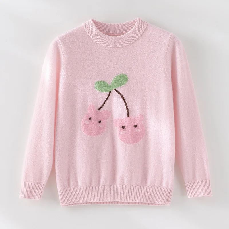 Damen Feinstrick-Pullover mit verspieltem Kirschen-Motiv und Rundhalsausschnitt Nord Taschen
