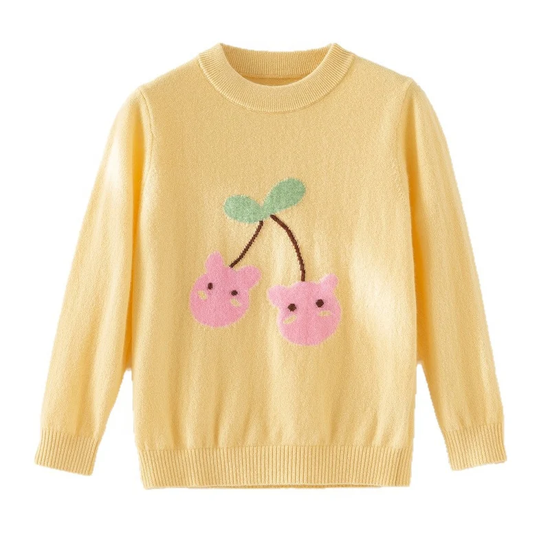 Damen Feinstrick-Pullover mit verspieltem Kirschen-Motiv und Rundhalsausschnitt Nord Taschen