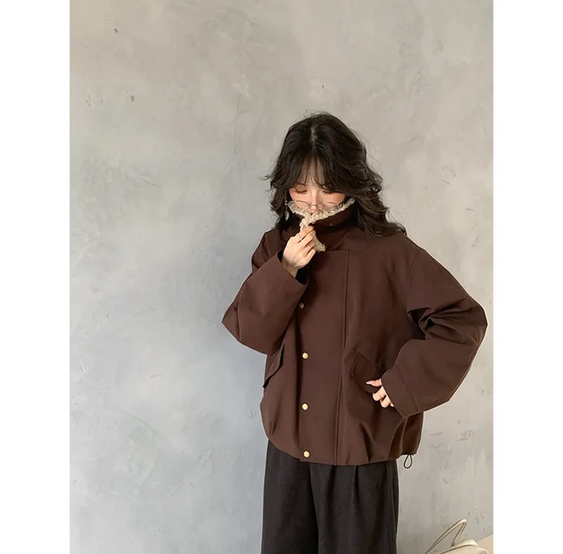 Damen Oversize-Kurzjacke mit Teddykragen und Pattentaschen Nord Taschen