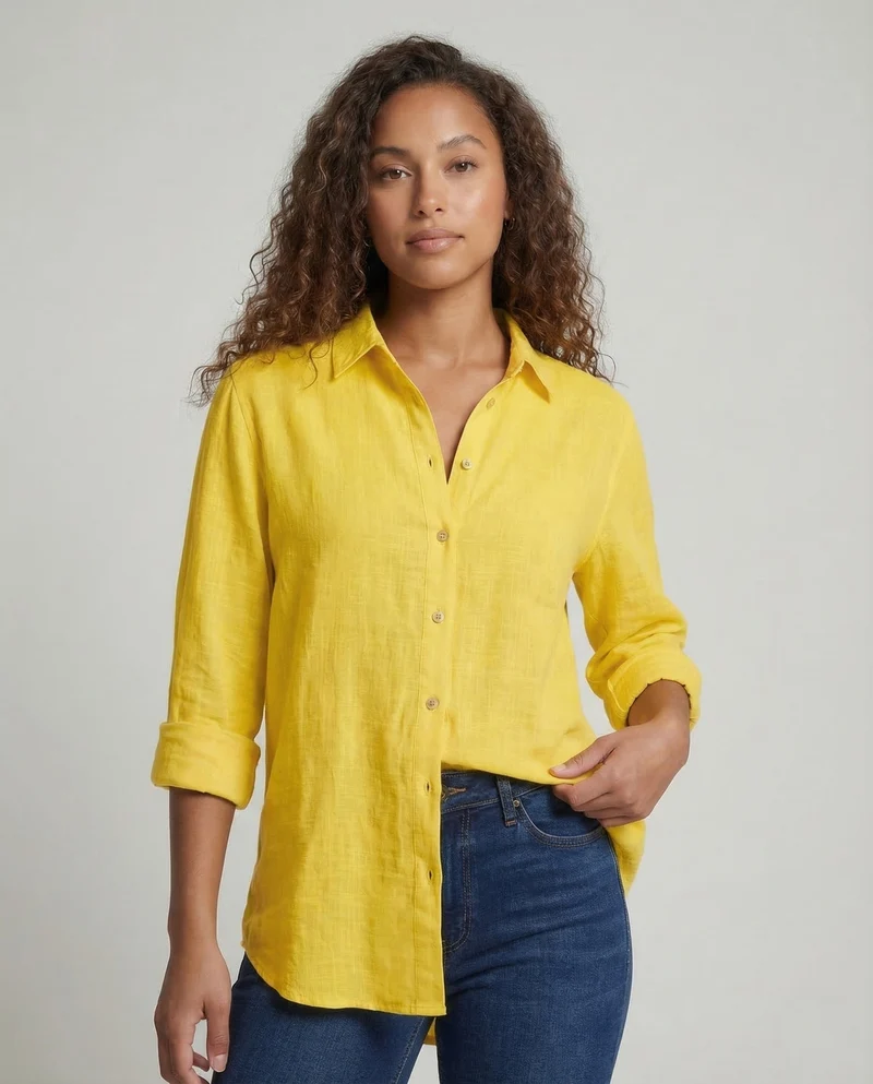 Damen Leinenbluse Blumenprint
