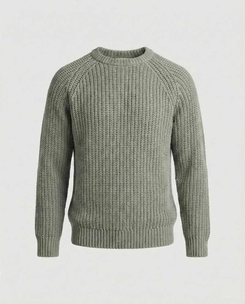 Herren Grobstrick Pullover mit Rundhalsausschnitt und lässigem Schnitt