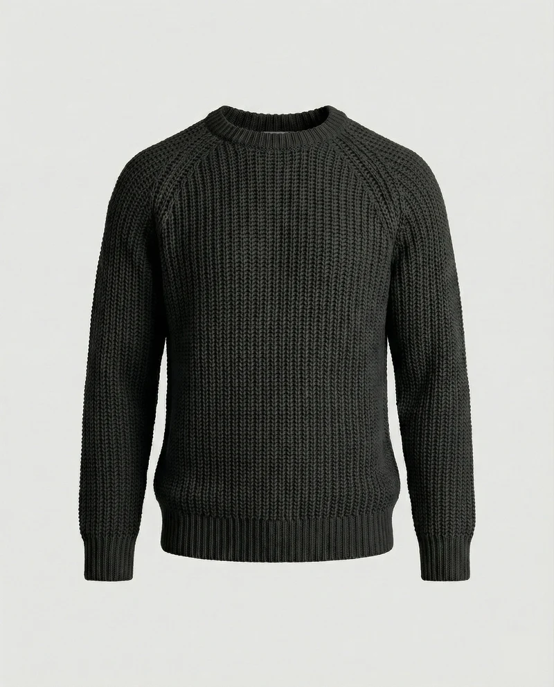 Herren Grobstrick Pullover mit Rundhalsausschnitt und lässigem Schnitt