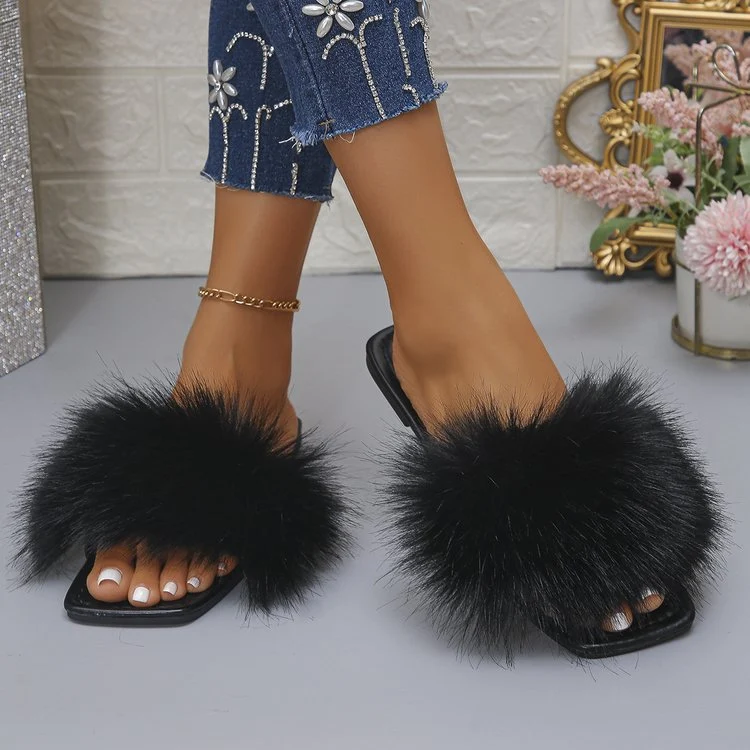 Damen Flausche Pantoletten