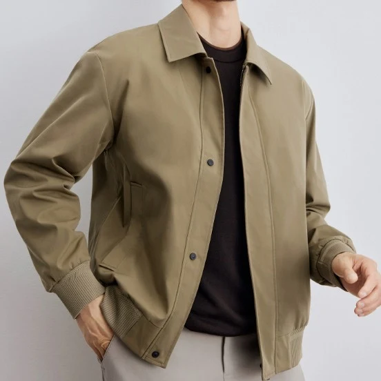 Herren klassische Harringtonjacke mit Rippsaum und verdecktem Reißverschluss Nord Taschen