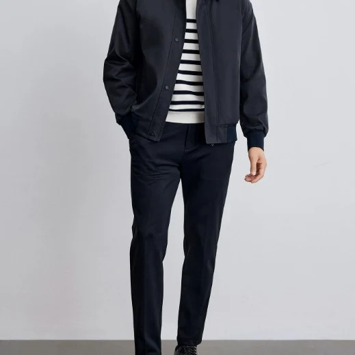Herren klassische Harringtonjacke mit Rippsaum und verdecktem Reißverschluss Nord Taschen