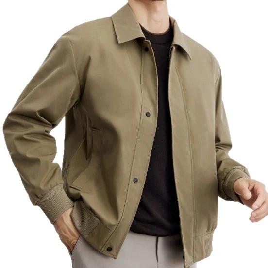 Herren klassische Harringtonjacke mit Rippsaum und verdecktem Reißverschluss Nord Taschen