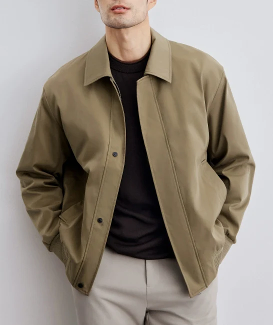 Herren klassische Harringtonjacke mit Rippsaum und verdecktem Reißverschluss Nord Taschen