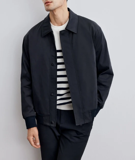 Herren klassische Harringtonjacke mit Rippsaum und verdecktem Reißverschluss Nord Taschen