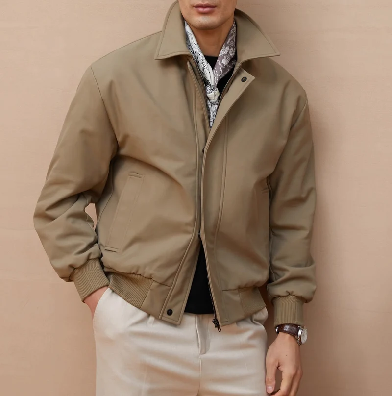 Herren klassische Harrington-Jacke mit Reißverschluss und Rippbündchen Nord Taschen