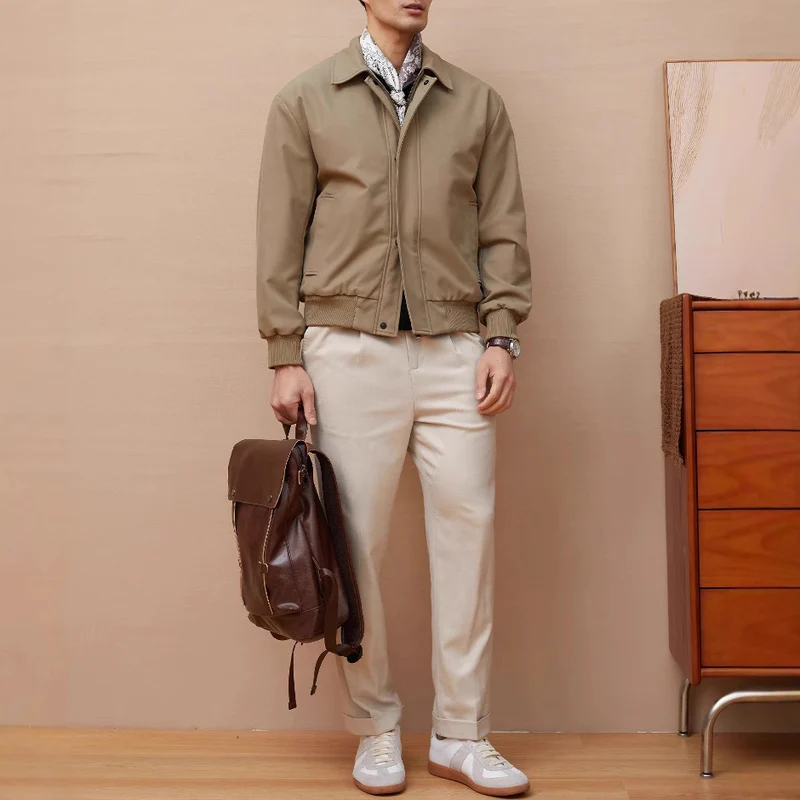 Herren klassische Harrington-Jacke mit Reißverschluss und Rippbündchen Nord Taschen