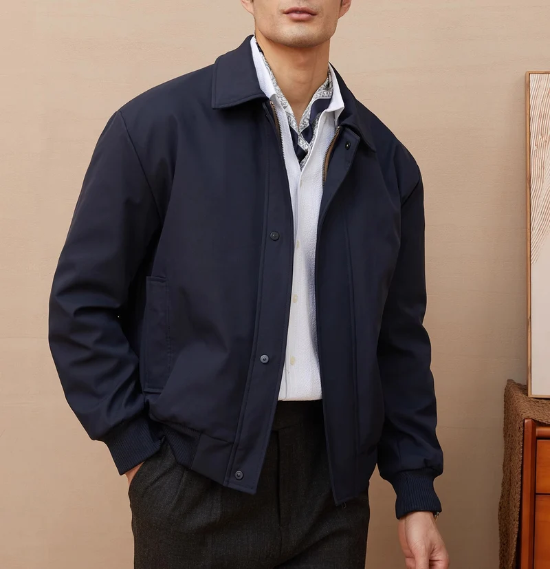 Herren klassische Harrington-Jacke mit Reißverschluss und Rippbündchen Nord Taschen