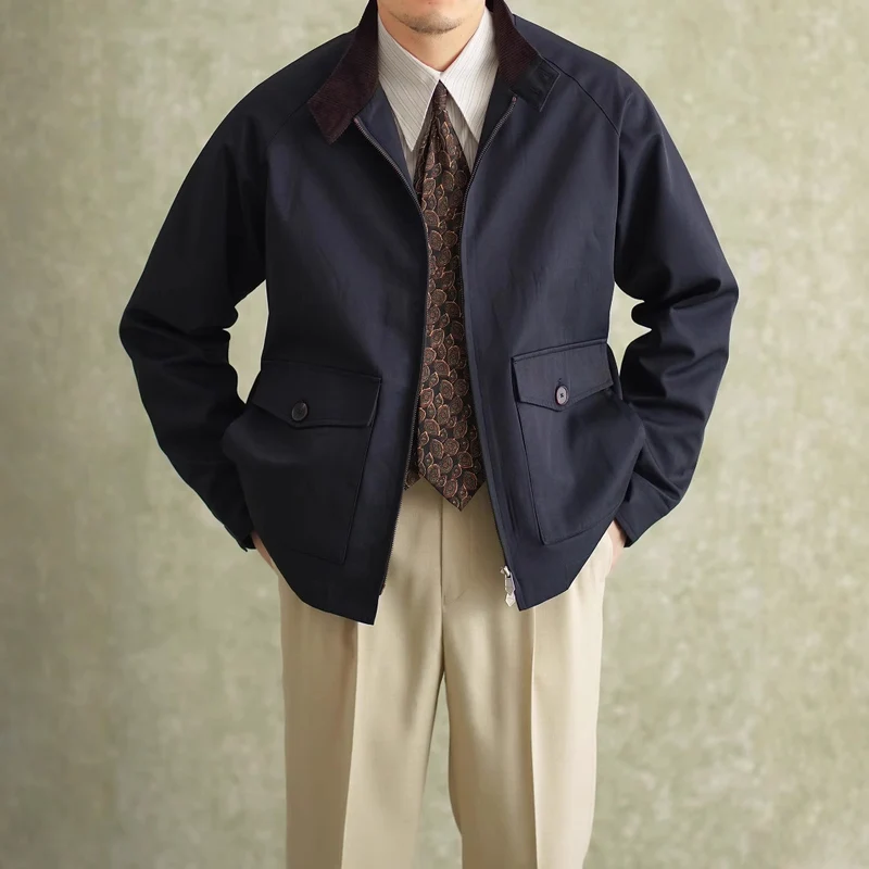 Herren Harrington-Jacke mit Cordkragen und aufgesetzten Pattentaschen Nord Taschen