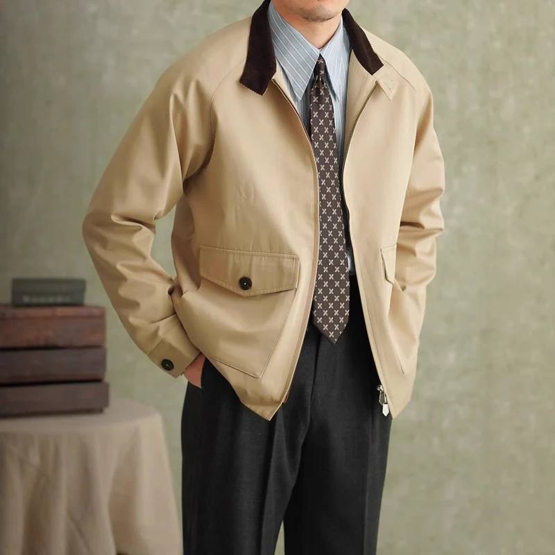 Herren Harrington-Jacke mit Cordkragen und aufgesetzten Pattentaschen Nord Taschen