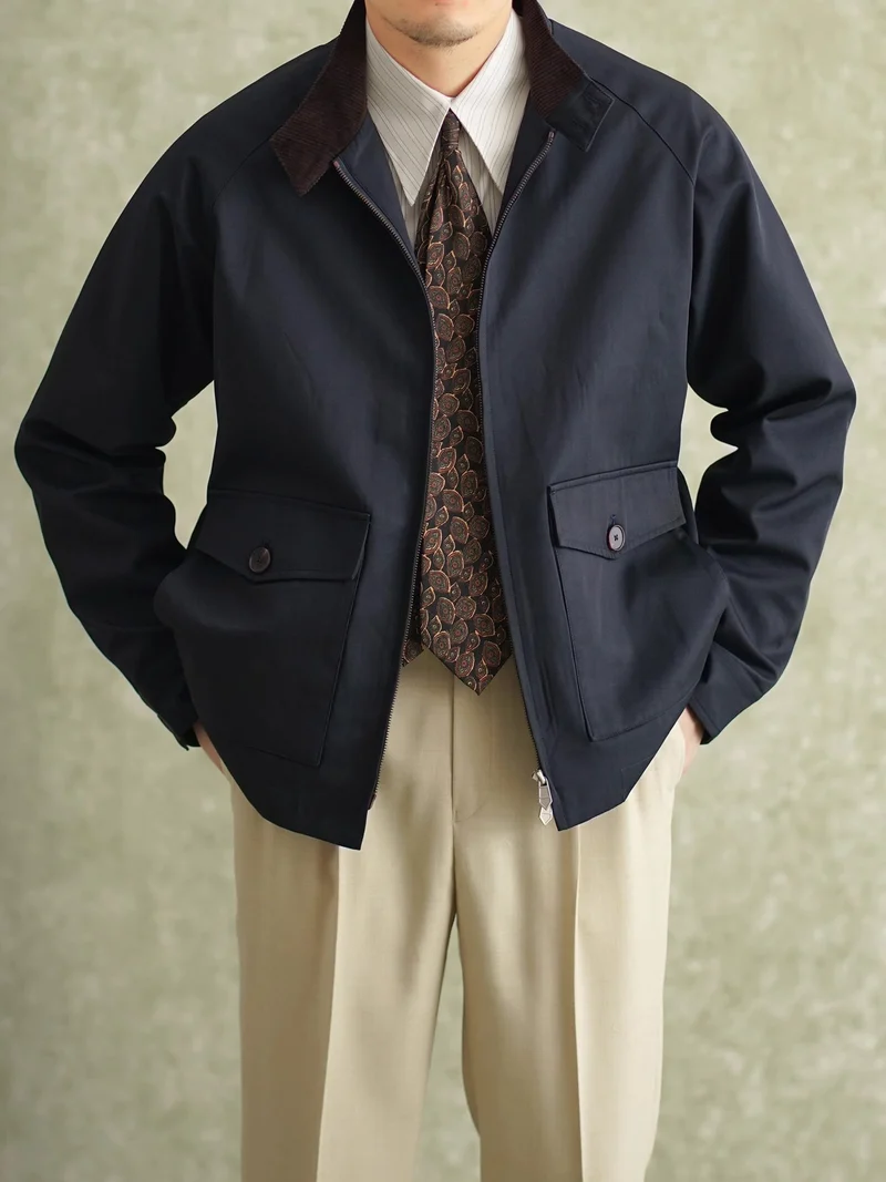 Herren Harrington-Jacke mit Cordkragen und aufgesetzten Pattentaschen Nord Taschen
