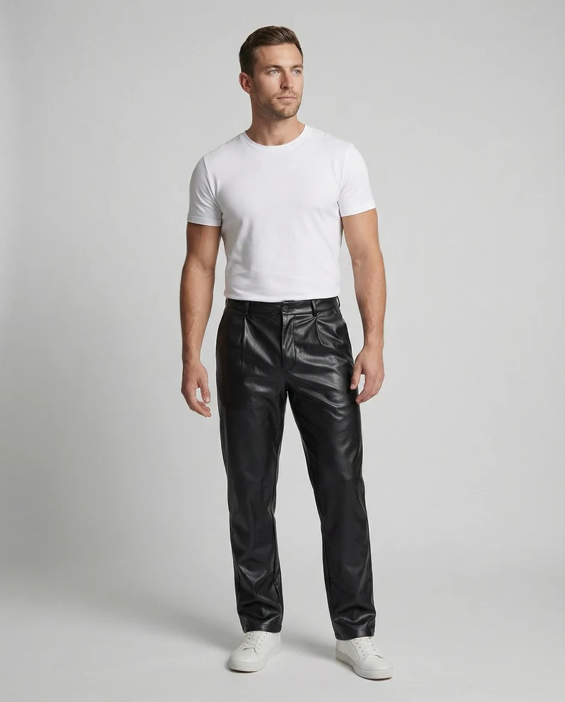 Herren Kunstlederhose elegant geschnitten