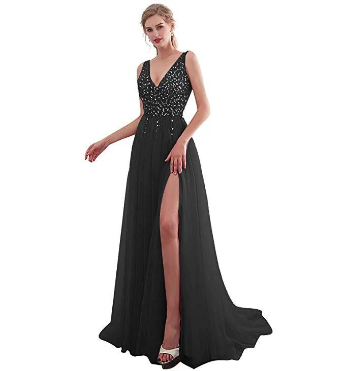 Damen Elegantes Abendkleid mit funkelnden Pailletten und tiefem Schlitz - Vittorelli