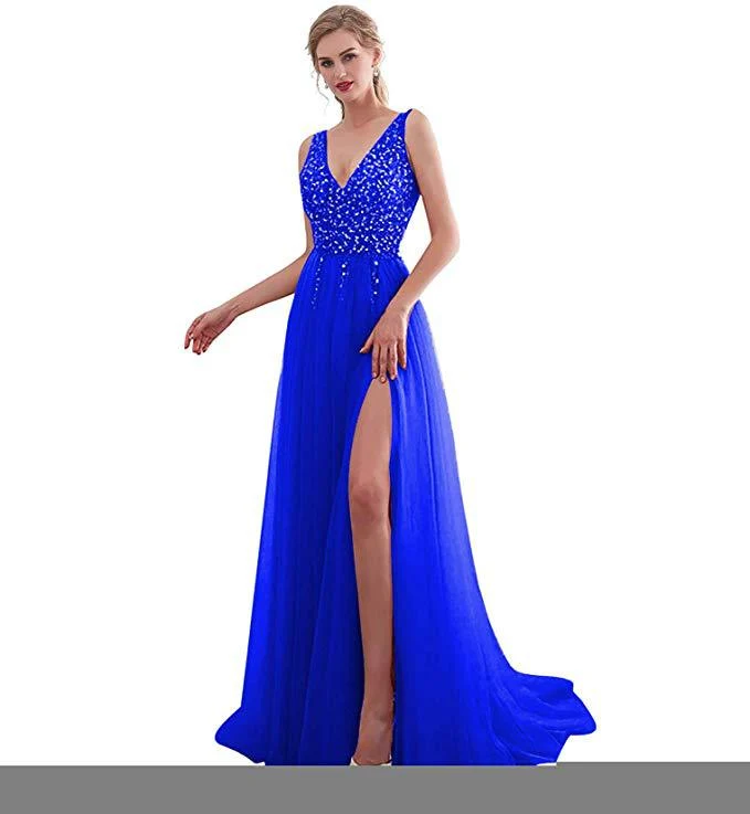 Damen Elegantes Abendkleid mit funkelnden Pailletten und tiefem Schlitz - Vittorelli