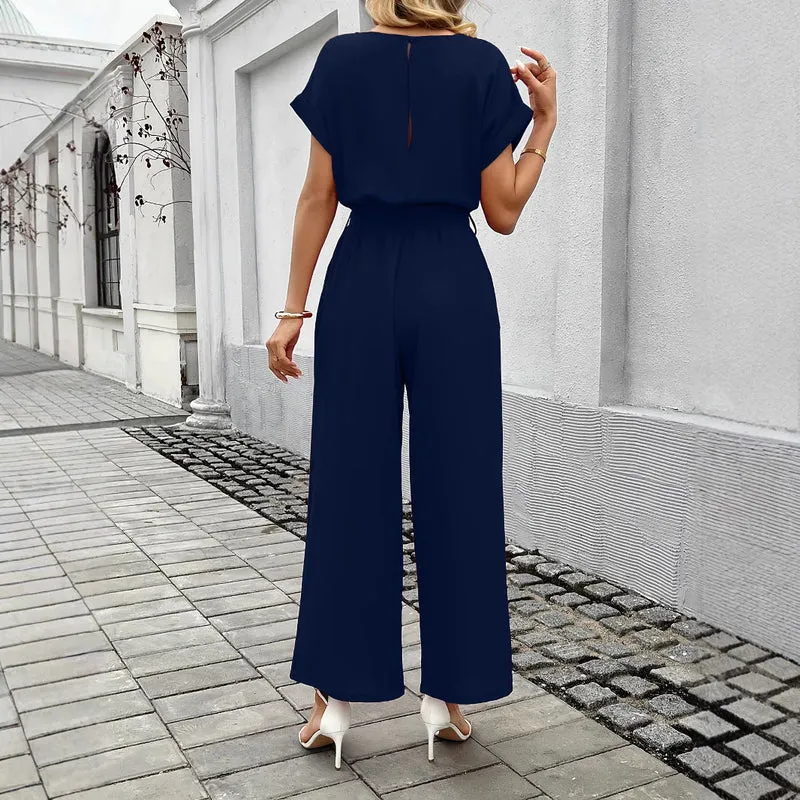 Damen Eleganter Jumpsuit mit Taillengürtel