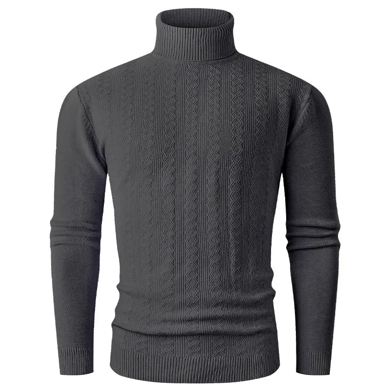 Herren Rollkragenpullover aus Feinstrick mit Zopfmuster und schmaler Silhouette Nord Taschen