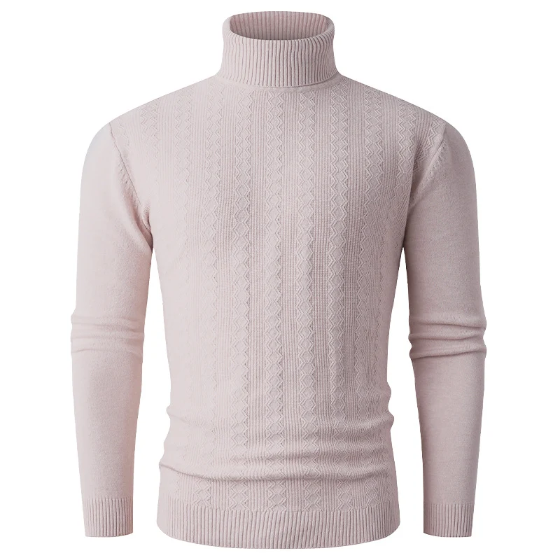 Herren Rollkragenpullover aus Feinstrick mit Zopfmuster und schmaler Silhouette Nord Taschen