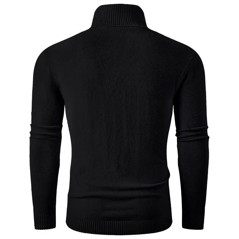 Herren Rollkragenpullover aus Feinstrick mit strukturiertem Jacquardmuster und tailliertem Schnitt Nord Taschen