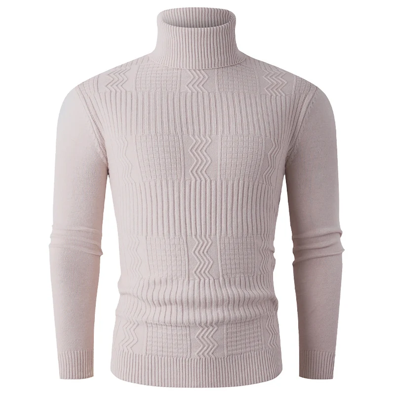 Herren Rollkragenpullover aus Feinstrick mit strukturiertem Jacquardmuster und tailliertem Schnitt Nord Taschen